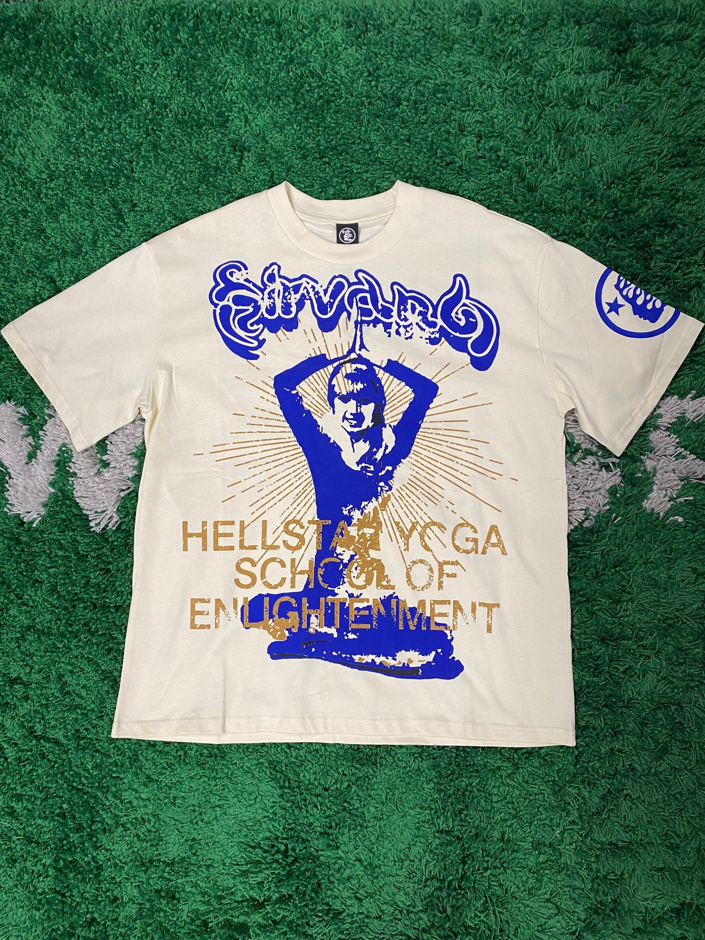 Hellstar ‘Yoga’ Graphic Shirt - Cream/Blue